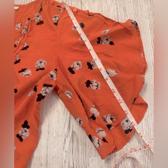 Anthropologie Maeve Maya‎ Coral Pink Floral Flutter Sleeve Top Sz4 P - Picture 11 of 12